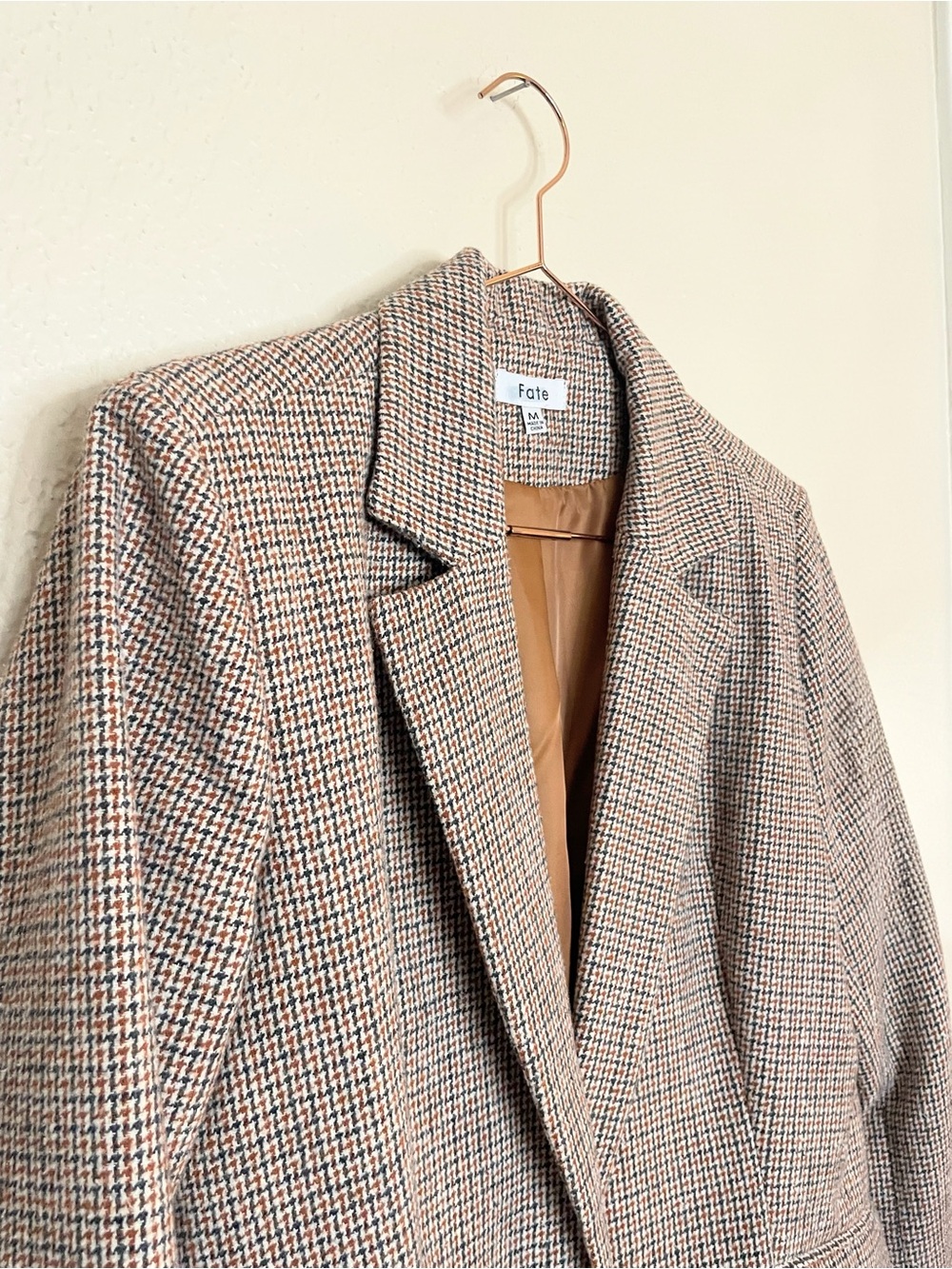 Fate Brown Houndstooth Tailored Blazer M - Picture 5 of 10